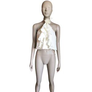 NWT Zara White Ruffle Halter Neck Crop Top